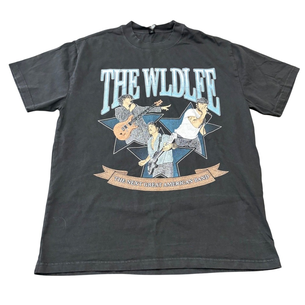 AS Colour Heavy Faded The Wldlfe Concert Band Tee M Washed Black Shirt Tour